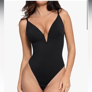 NWT Popilush Black Deep V Bodysuit